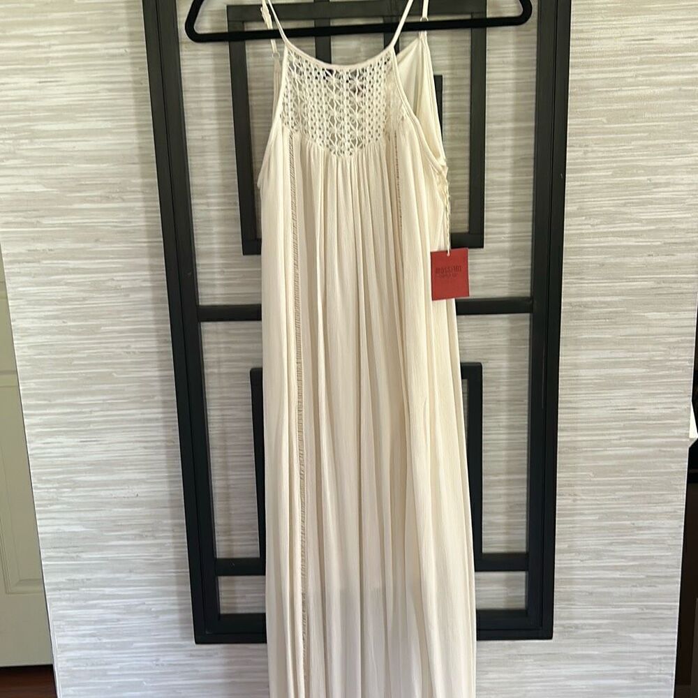 MWT Mossimo cream color maxi dress spaghetti strap with crochet front size S